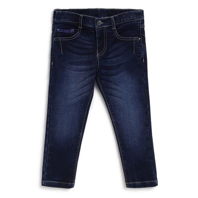 Boys Dark Blue Stretch Denim Long Trouser
